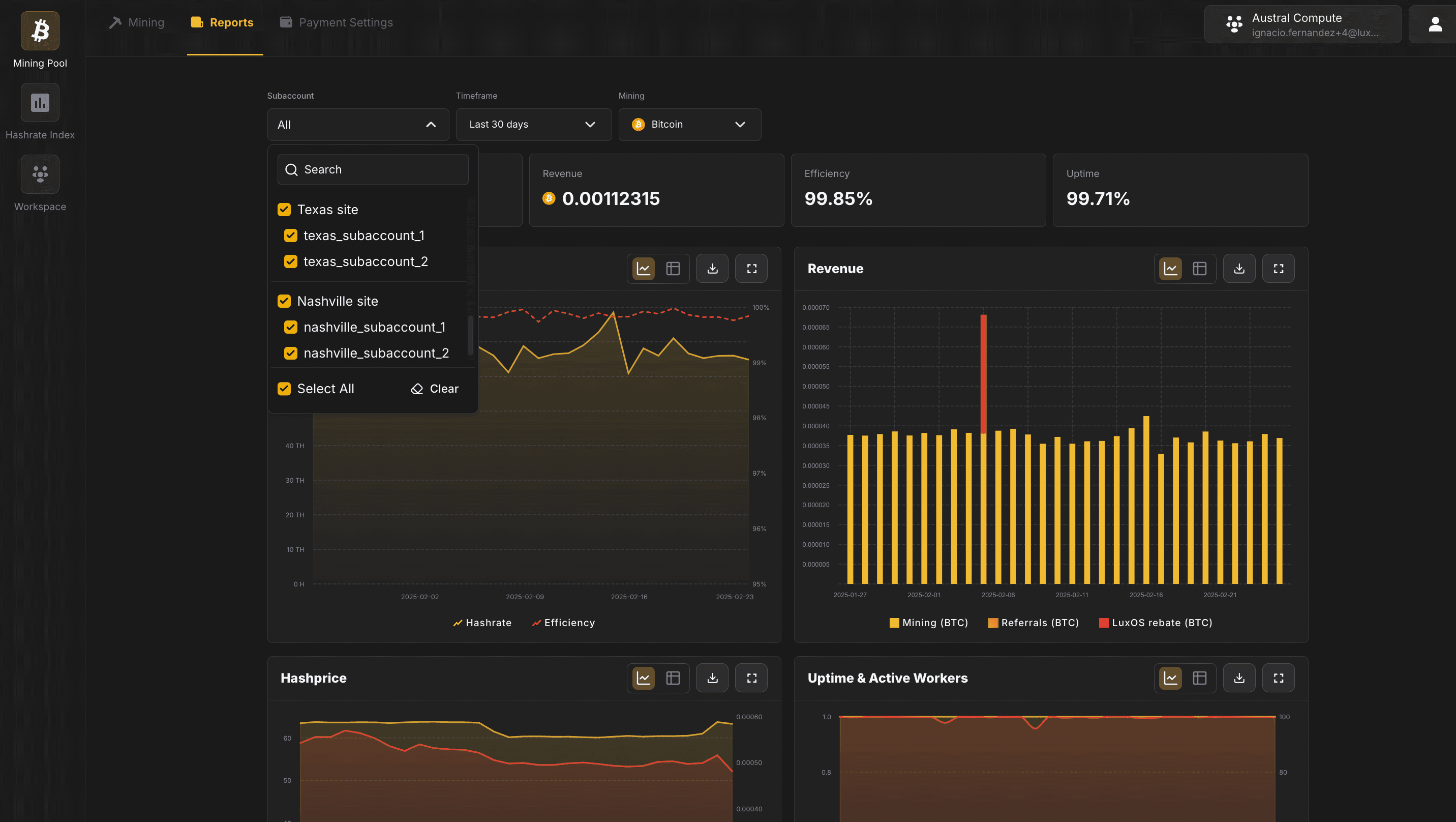 Reports page