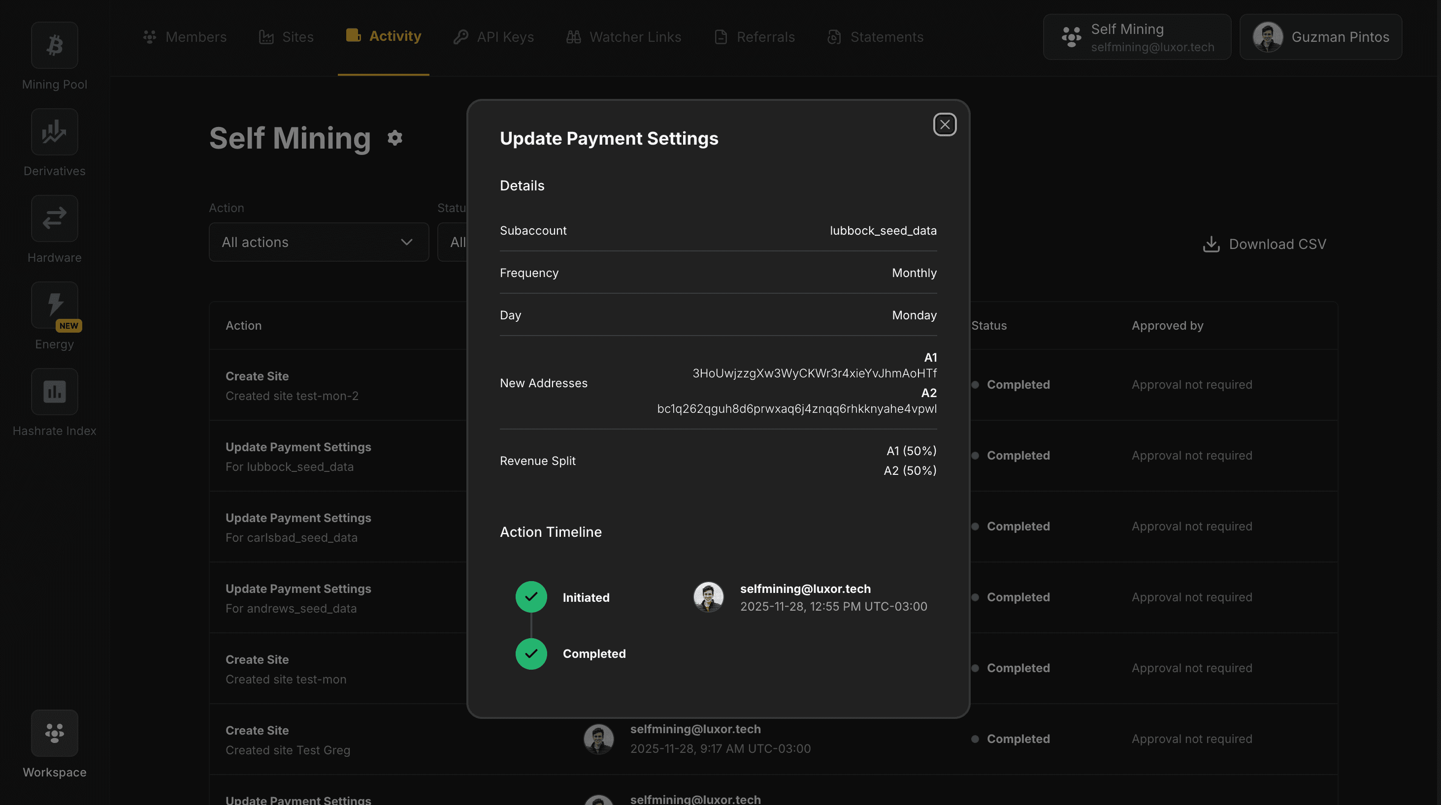 Action Details Modal